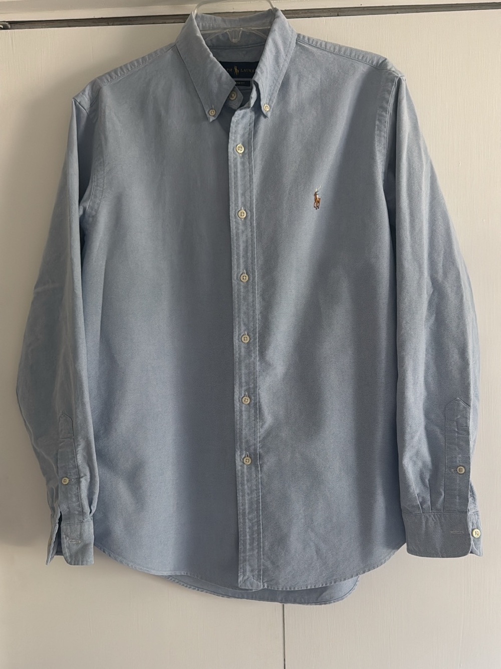 Polo Ralph Lauren Men's Oxford Shirt Blue Custom Fit Long Sleeve Size L Large